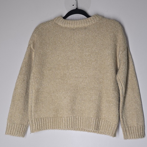 Magaschoni Beige Chunky Knit Crewneck Sweater Women's M Soft Cozy Textured - Picture 5 of 5